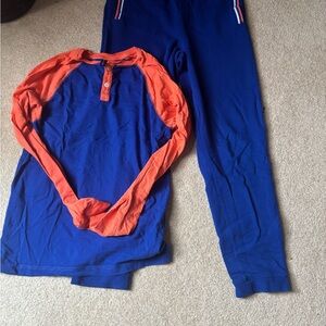 Janie and Jack Blue and Orange jogger set